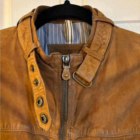 Massimo Dutti Tan Suede Bomber Jacket 100% Goatskin Size S/36 - Picture 4 of 16